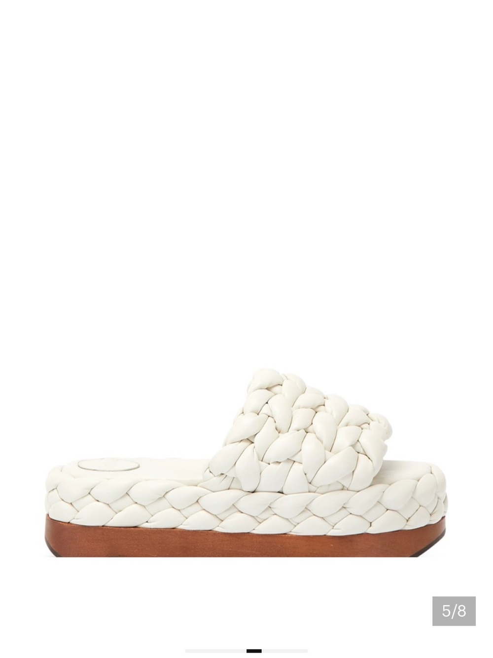 Chloe Wavy Leather Braided Slide — White